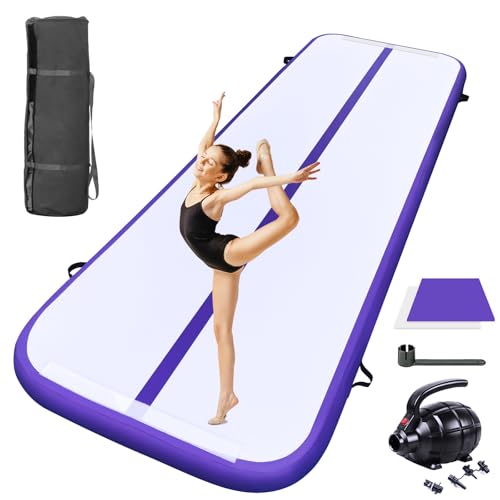 GONFLABLE 16ft Inflatable Air Gymnastics Mat Training Tumbling Track Mats with Electric Air Pump Air Tumbling Mat 4 Inches Thich for Home Use/Training/Yoga/Cheerleading/Outdoor/Water